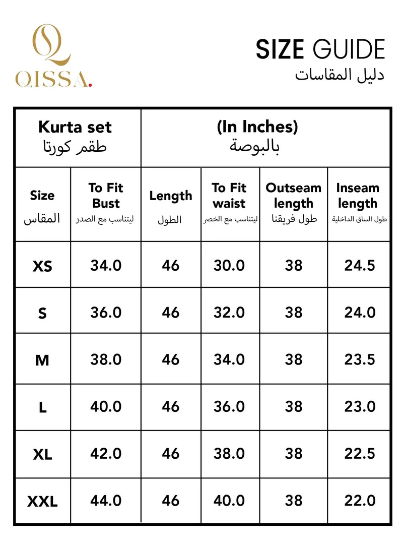 Qissa Green Women's Jade Green Maple Leaf Kurta With Crop And Trousers for Women | Best Price UAE