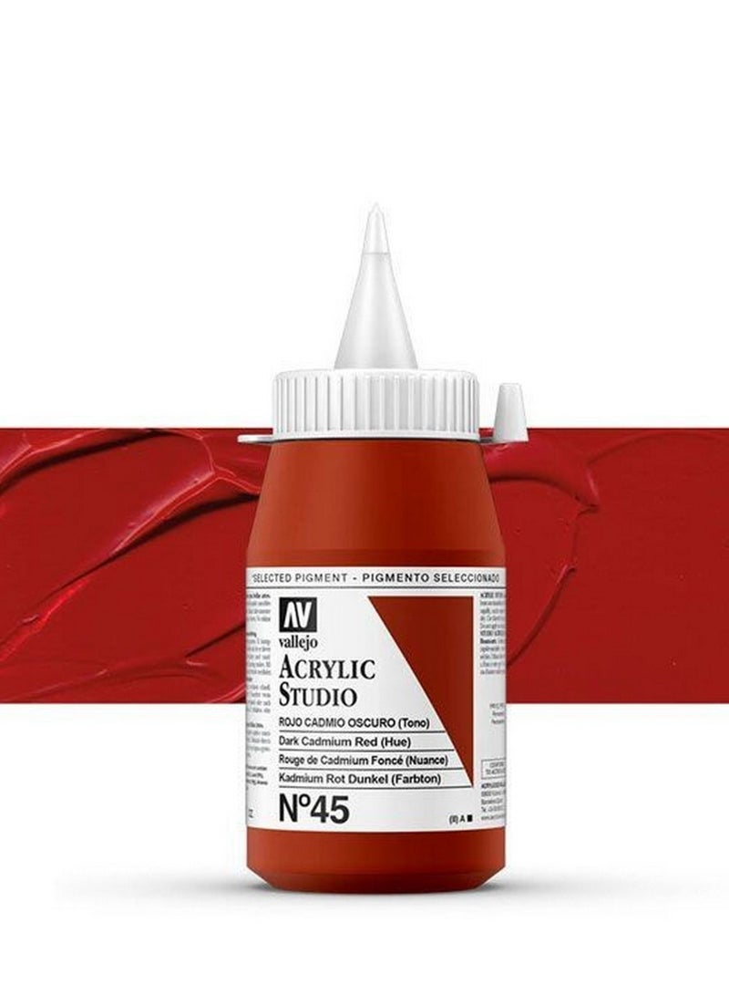 Vallejo Vallejo Studio 45-500ml Dark Cadmium Red Hue
