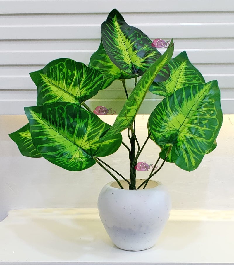 ARTSY® Artificial Flowers with Pot, Home Decoration Money Plant Leaves Big Size, Decorative - Image 2