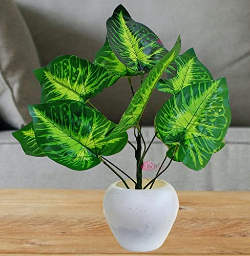 ARTSY® Artificial Flowers with Pot, Home Decoration Money Plant Leaves Big Size, Decorative - Image 1
