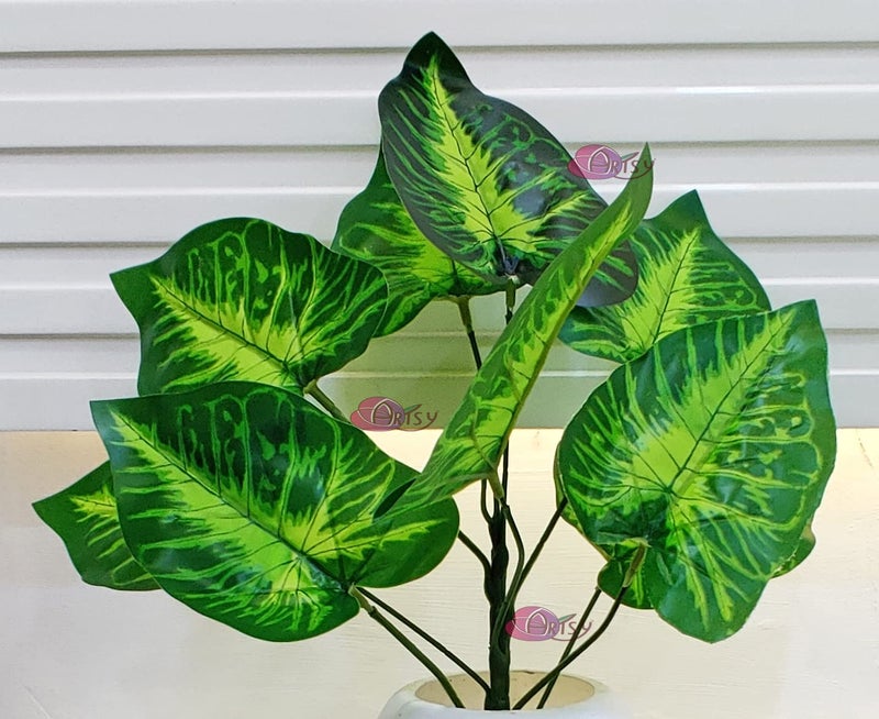 ARTSY® Artificial Flowers with Pot, Home Decoration Money Plant Leaves Big Size, Decorative - Image 3