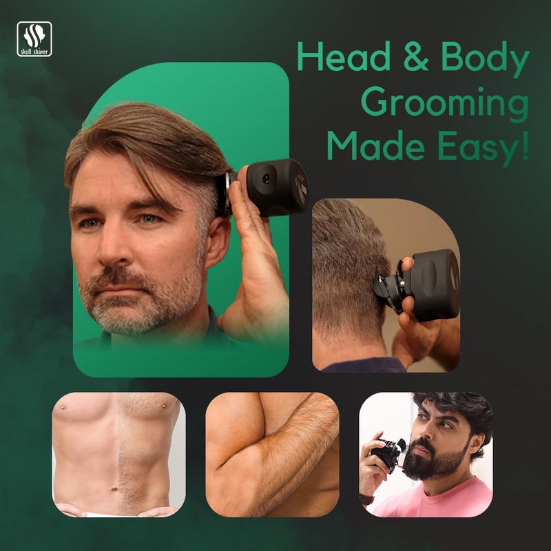 Skull Shaver مجموعة بيست كليبر ديو: مجموعة الحلاقة والعناية المنزلية النهائية للذراعين والجذع والساقين واللحية، محمولة، مقاومة للماء، بطارية طويلة، بدون جروح، افعلها بنفسك - Image 4