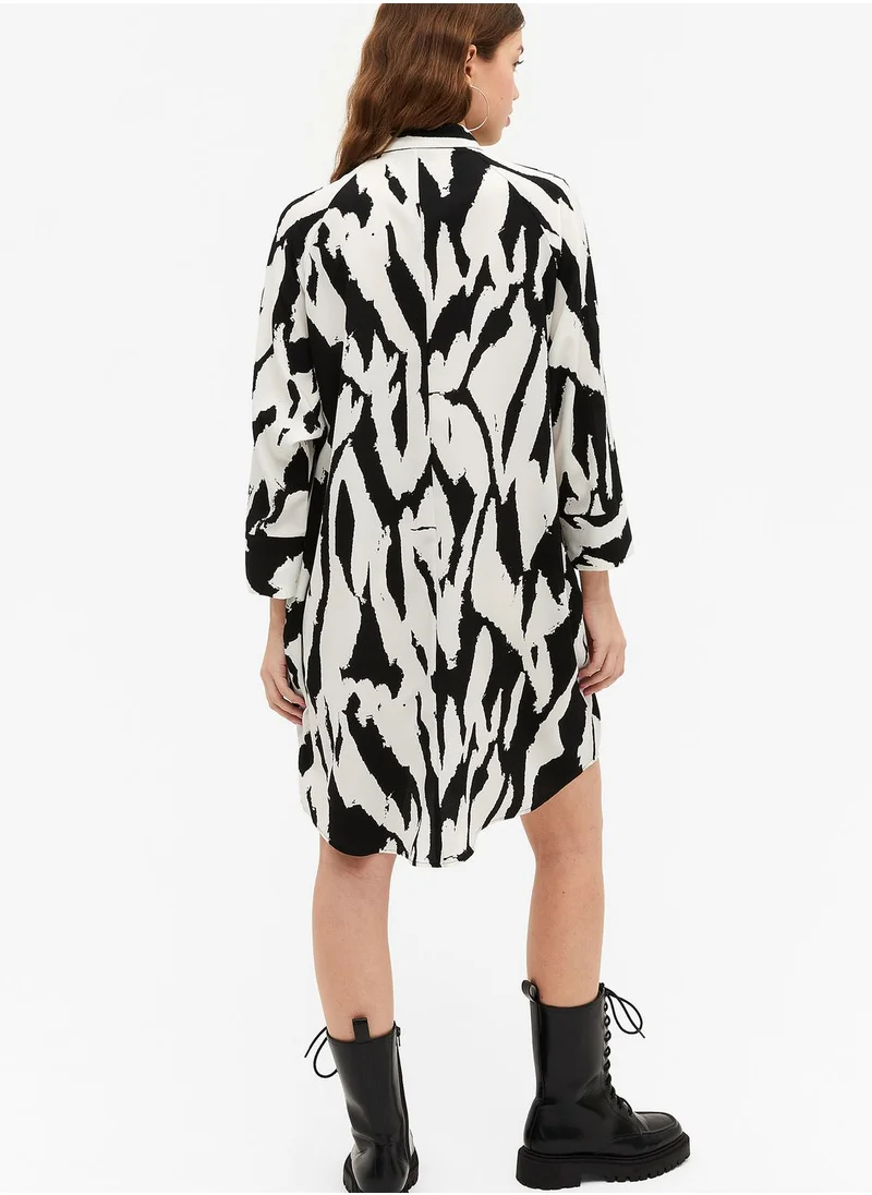 MONKI Button Detail Printed Shirt Dress