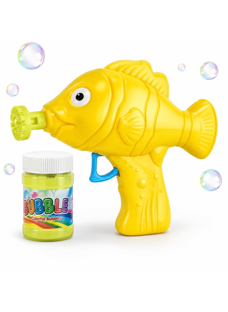 Fish Bubble Gun for Kids with Bubble Solution, Automatic Bubble Blower Toy, Animal Shape Bubble Machine for Boys & Girls, Outdoor Bubble Maker for Birthday Party, Garden, Beach, Picnic & Summer Play, Ages 3+