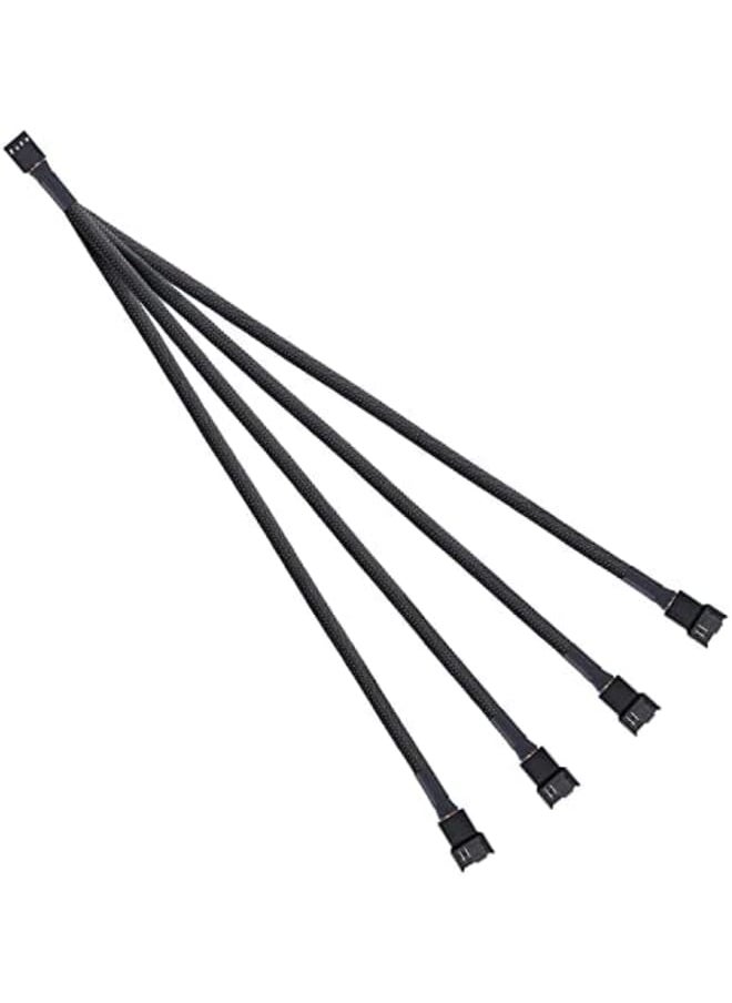 Generic - 2 Pack 4 Pin Pwm Fan Splitter Cable Sleeved Braided Adapter Computer Pc Fan Power Extension Cable 1 To 4 Converter For Computer Atx Case 4 Pin 3 Pin Cooling Fan Cable - Image 1