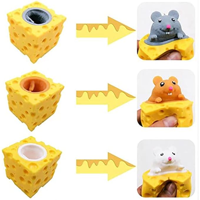 Totelux 3PCS Animal Squishes Toys with Cheese Cup Squishies Cute Mice Squeeze Toys for Kids Cheese Squirrel Cup Fidget Toys for Adults Anxiety ADHD Stress Relief Toy Birthday Party Favors - Image 4