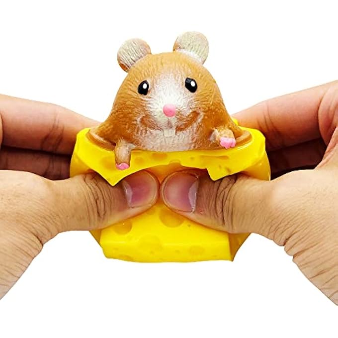 Totelux 3PCS Animal Squishes Toys with Cheese Cup Squishies Cute Mice Squeeze Toys for Kids Cheese Squirrel Cup Fidget Toys for Adults Anxiety ADHD Stress Relief Toy Birthday Party Favors - Image 2