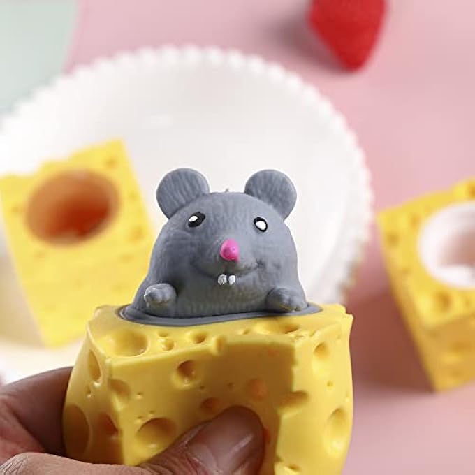 Totelux 3PCS Animal Squishes Toys with Cheese Cup Squishies Cute Mice Squeeze Toys for Kids Cheese Squirrel Cup Fidget Toys for Adults Anxiety ADHD Stress Relief Toy Birthday Party Favors - Image 5
