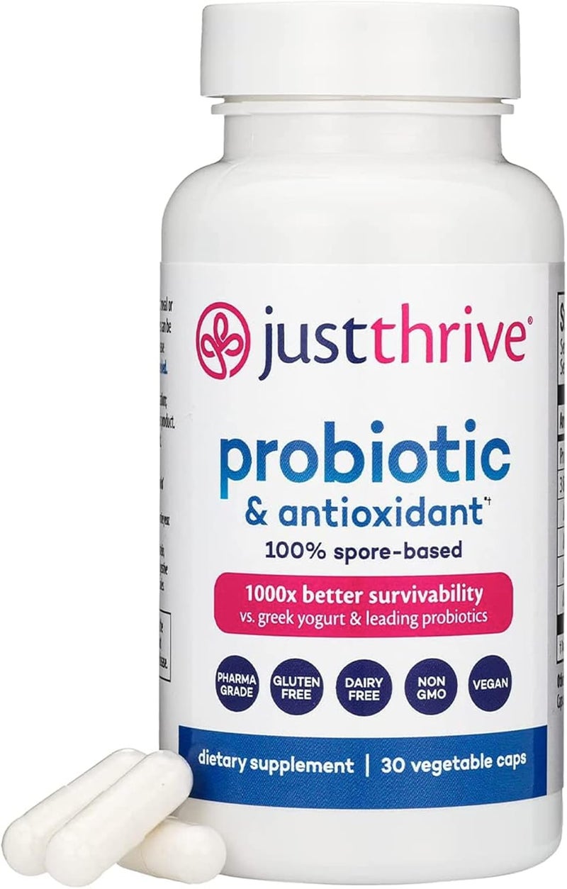 Just Thrive Probiotic  Antioxidant Supplement  100 SporeBased Digestive and Immune Support  Gluten Free 30 Caps - Image 1