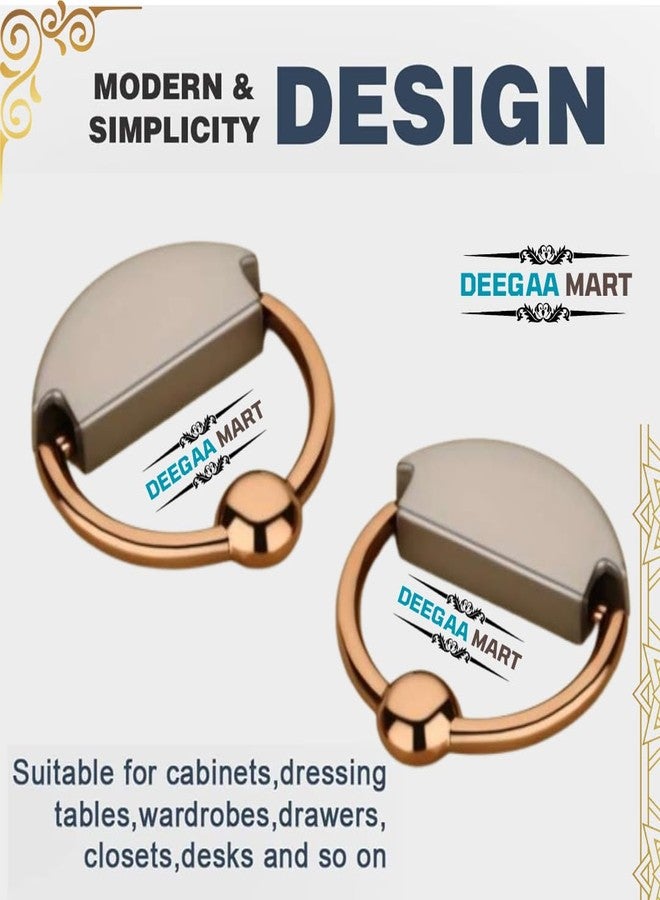 DEEGAA MART مقابض أدراج خزائن نصف دائرية من ديجا مارت، مصنوعة من سبائك الزنك، مناسبة للخزائن، والخزائن ذات الأدراج، وخزائن الملابس، والخزائن، والأدراج، وأبواب الأثاث (قطعتان، أسود ساتان ذهبي وردي). - Image 5