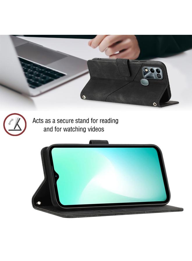 اس-توب جراب لهاتف Infinix Hot 11 Play / Hot 10 Play / Hot 9 Play مصنوع من الجلد المنقوش الملمس - Image 5