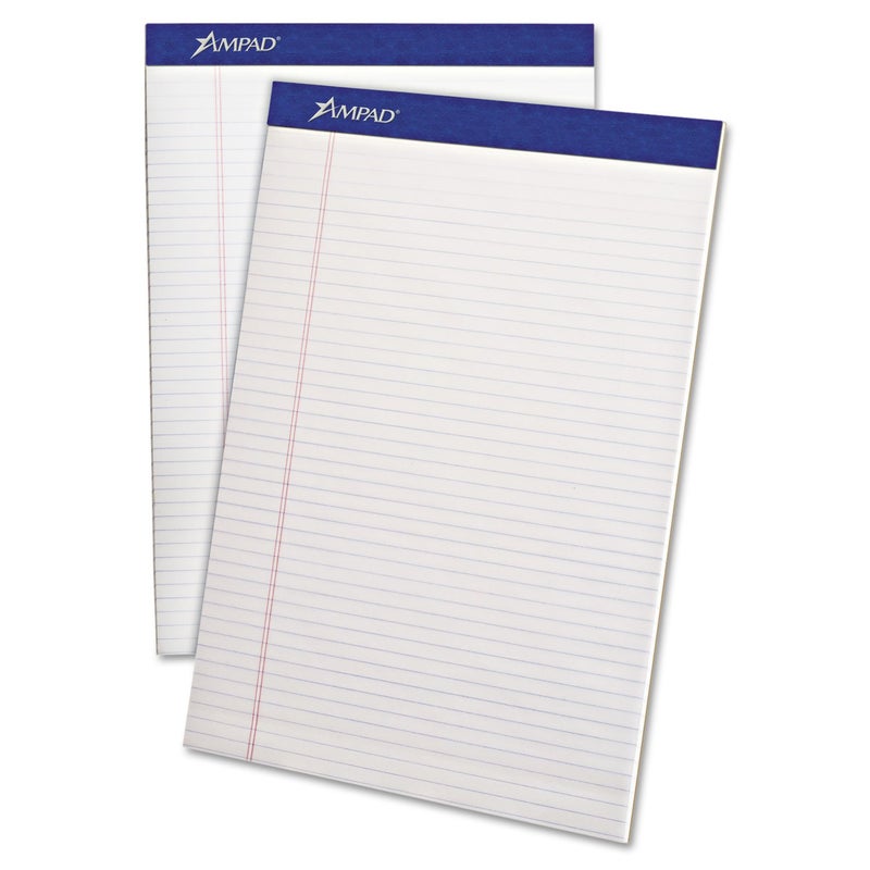 Ampad 20322 Perforated Writing Pad, 8 1/2 x 11 3/4, White, 50 Sheets (Pack of 12) - Image 1