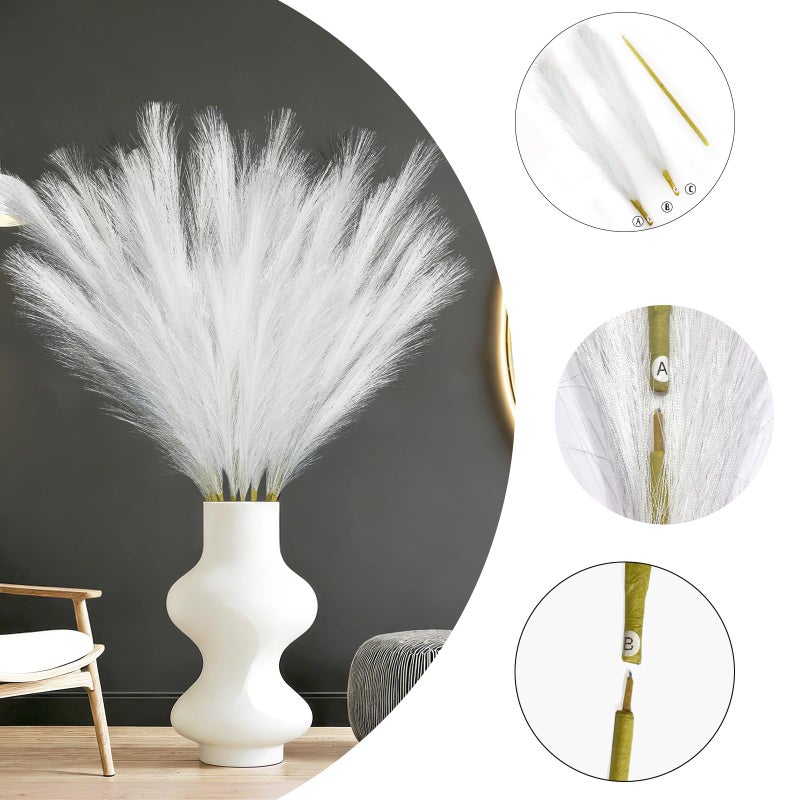 TORONTOKYO 8Pcs White Faux Pampas Grass Tall Decor, 35.4â€ Fluffy Artificial Pompous Grass Branches, Large Pampas Grass Reed Stems for Floor Vase Filler, Wedding, Baby Shower, Home Boho Decor - Image 2