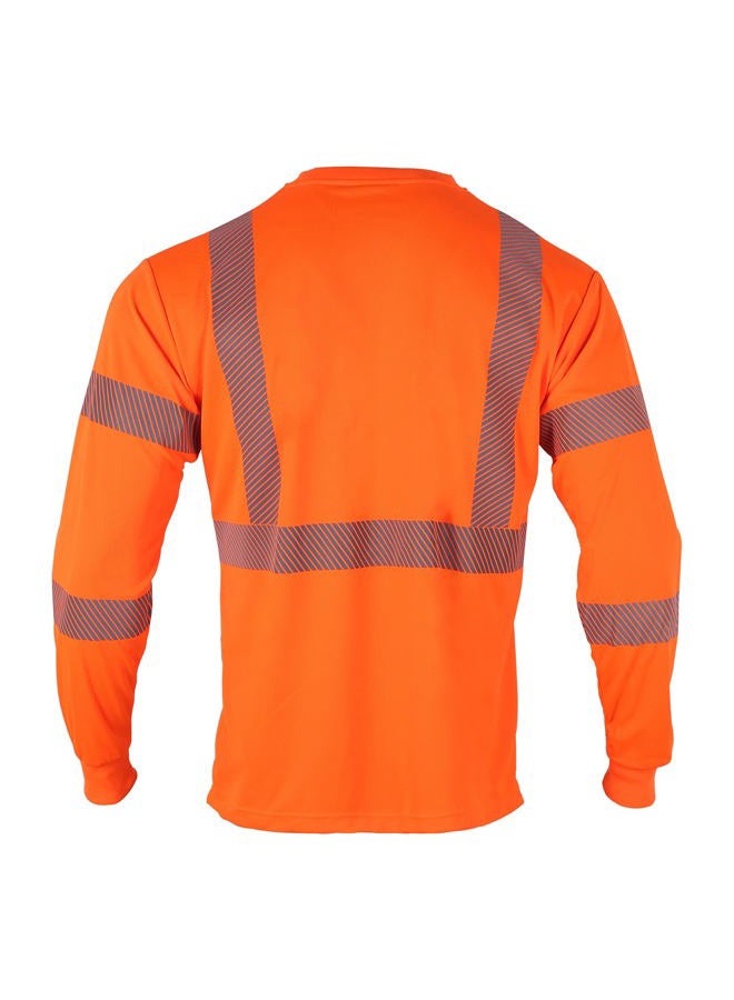 FONIRRA Safety Reflective High Visibility T Shirt for Men with Long Sleeve ANSI Class 2, Orange, XL - Image 4