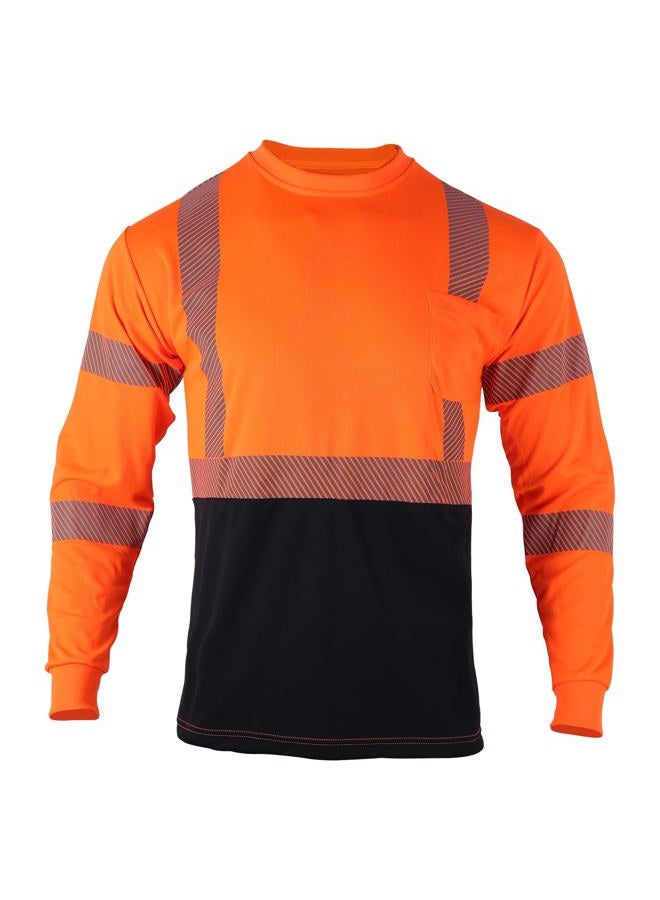 FONIRRA Safety Reflective High Visibility T Shirt for Men with Long Sleeve ANSI Class 2, Orange, XL - Image 3
