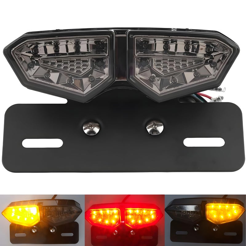 Autozap Universal Led Motorcycle Tail Lamp Turn Signal Light Brake Number Plate Holder Light (Light Color- Yellow, Red) Pack of 1 - Image 2
