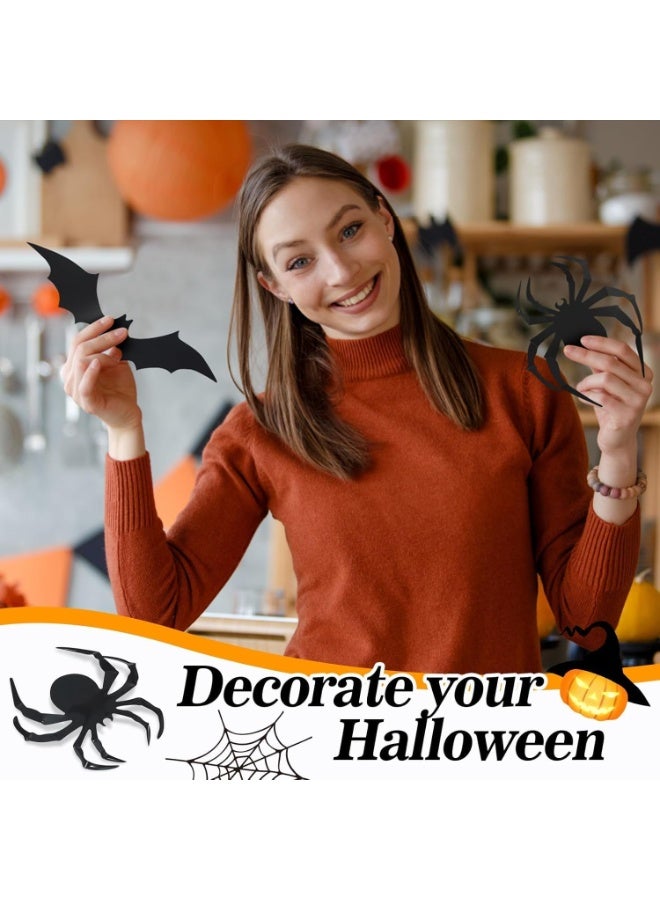 80 لوحة من ديكور هالوين 3D الخفافيش والبطيقة العنكبوت ديكور، ملصق ديكور المنزل هالوين DIY إمدادات حفلات هالوين، 56 الخفافيش و 24 العنكبوت ديكور - Image 4