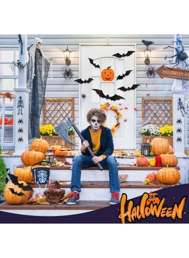 80 لوحة من ديكور هالوين 3D الخفافيش والبطيقة العنكبوت ديكور، ملصق ديكور المنزل هالوين DIY إمدادات حفلات هالوين، 56 الخفافيش و 24 العنكبوت ديكور - Image 5