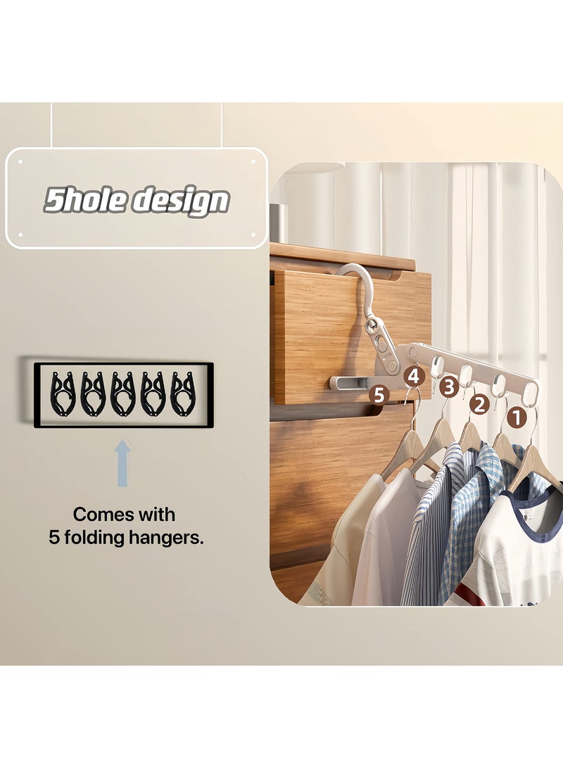 SYOSI Folding Clothes Drying Rack, with 5 Travel Hangers Foldable Wall Drying Stand, Laundry Room Hanging Rack with 5 Holes for Outdoor Camping Travel, Hotel Apartment, Student Apartment, Bathroom… - Image 2