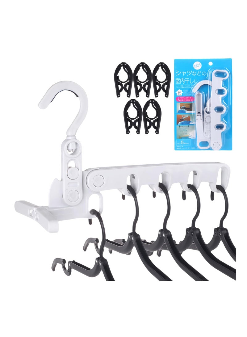 SYOSI Folding Clothes Drying Rack, with 5 Travel Hangers Foldable Wall Drying Stand, Laundry Room Hanging Rack with 5 Holes for Outdoor Camping Travel, Hotel Apartment, Student Apartment, Bathroom… - Image 1
