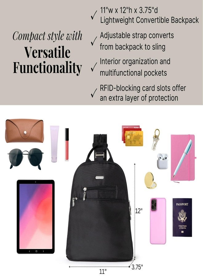 Baggallini Essential Mini Backpack Purse for Women - Built-in RFID Card Holder - Convertible Sling Bag with Adjustable Shoulder Strap - Image 4