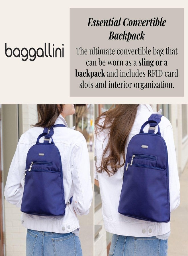 Baggallini Essential Mini Backpack Purse for Women - Built-in RFID Card Holder - Convertible Sling Bag with Adjustable Shoulder Strap - Image 2