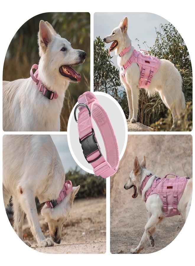 OneTigris Tough Dog Collars, Tactical Dog Collar with Handle, Milltary Adjustable Dog Collar with Heavy Duty Metal Buckle for Training (Medium,Pink) - Image 2