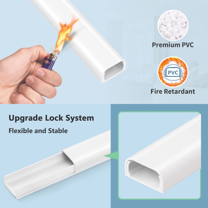 ZhiYo Cable Hider Raceway Kit, 68in (4X L17in) Wire Hiders for TV on Wall, Paintable Cord Cover Channel, Cord Hider for Wall Mounted TV in Home Office, 0.95in (W) x 0.47in (H), White - Image 5