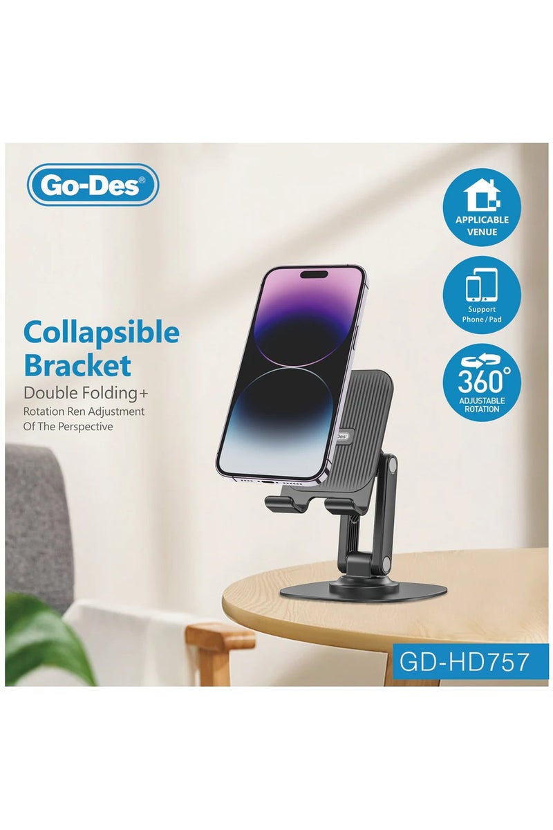 GO-DES Convenient Double Folding Phone Desktop Support Adjustable Multiple Angle Pad Stand phone display holder - Image 1