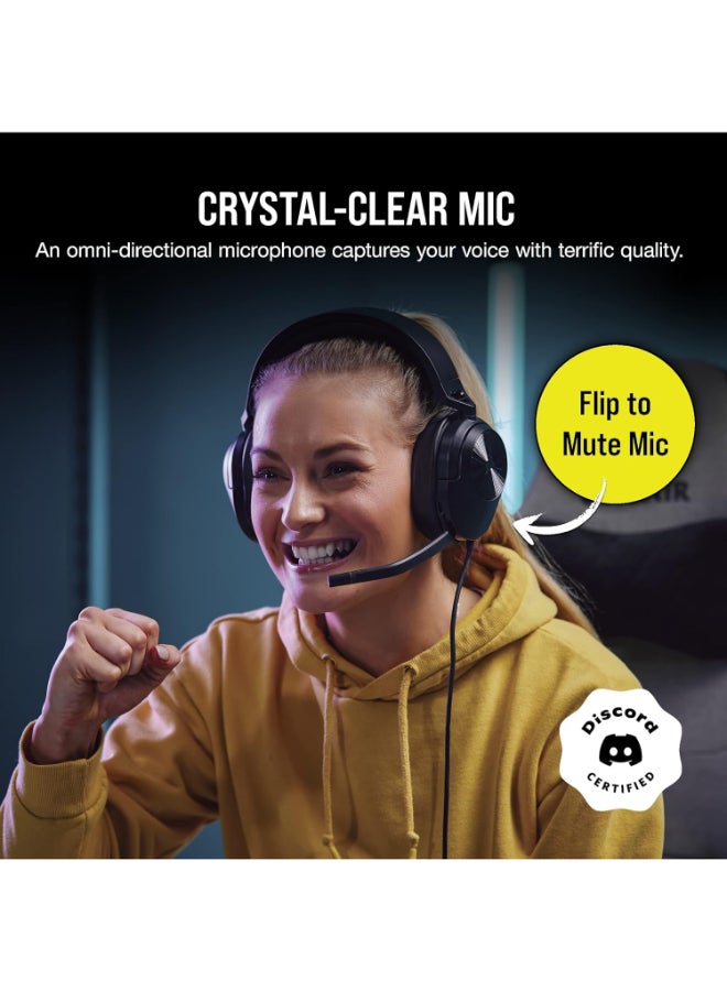 Corsair HS55 Stereo Gaming Wired On Ear Headset (Leatherette Memory Foam Ear Pads, Lightweight Construction, Omni-Directional Microphone, Multi-Platform Compatibility Included Y-Cable Adapter), Carbon - Image 3