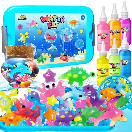 AGENTLAN Magic Water Elf Toy KitAqua Fairy Squishy Making kit with 10 Water gels8 moldsMagic Jelly elfGlow in the Dark Water Pets Craft KitsSensory Toy Gift Ages 3 4 5 6 7 8 9 - Image 1
