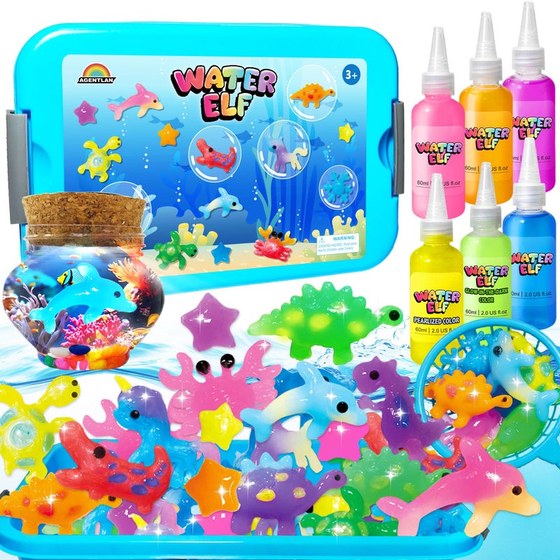 AGENTLAN Magic Water Elf Toy KitAqua Fairy Squishy Making kit with 10 Water gels8 moldsMagic Jelly elfGlow in the Dark Water Pets Craft KitsSensory Toy Gift Ages 3 4 5 6 7 8 9 - Image 2