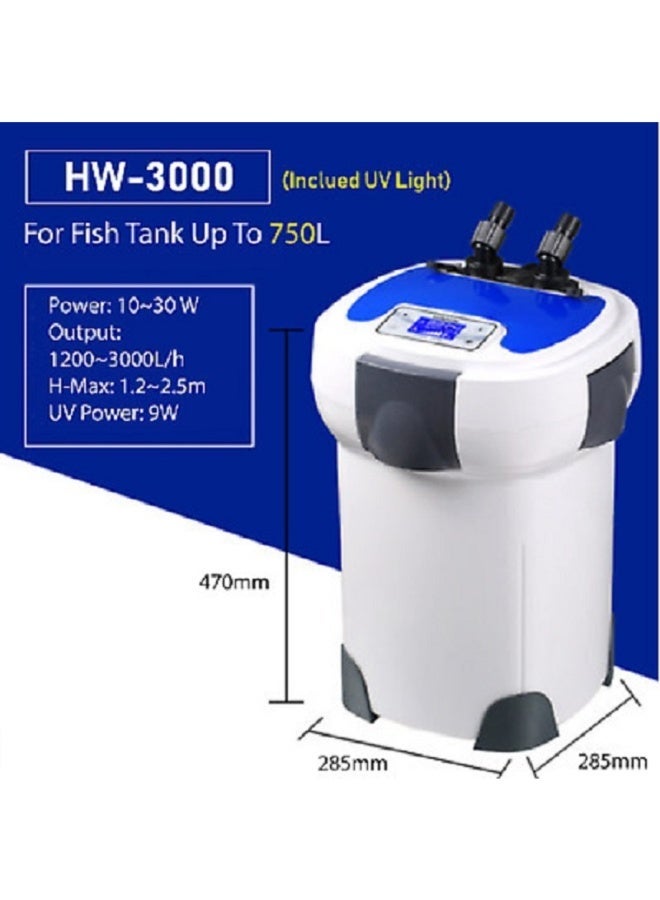 سان سان فلتر خارجي لحوض الأسماك Sunsun HW-3000 (نظام 5 مراحل مع مصباح UV بقوة 9 واط) - Image 3