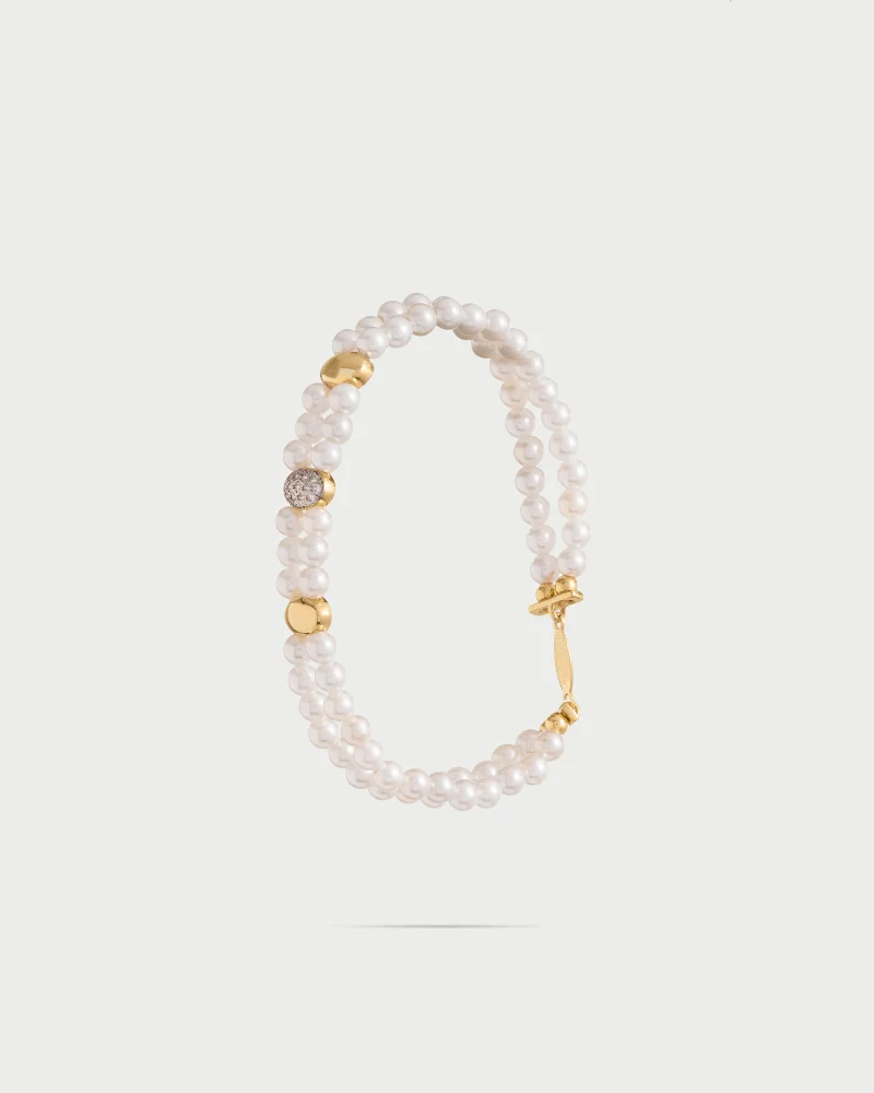 Rue Des Mill Triple ellipse pearl elastic bracelet
