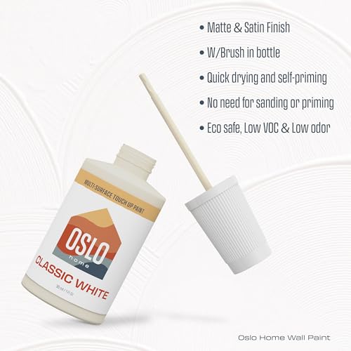 Oslo Home Touch Up Paint, Classic White, 1oz, Matte, w/brush in bottle, Quick drying, for Home repairs, Kitchen Cabinets,Furniture - Image 2