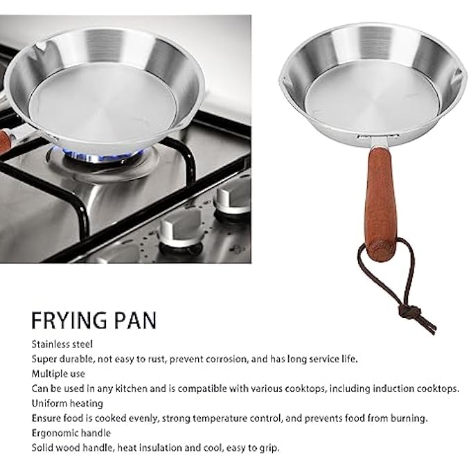 Zudoo Egg Pan Mini Nonstick Egg And Omelet Pan Stainless Steel Small Frying Pan Skillet Multipurpose Pan With Wooden Handle Cookware Designed For Eggs Pancakes Dishwasher Safe 12Cm - Image 2