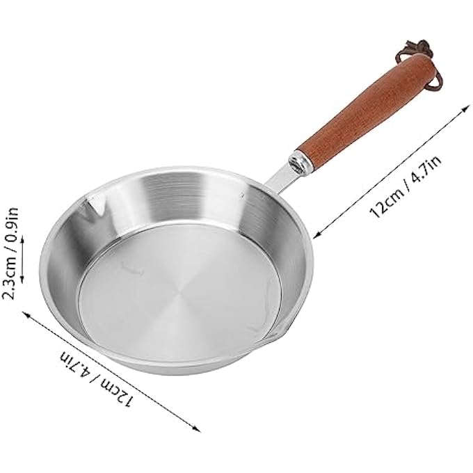 Zudoo Egg Pan Mini Nonstick Egg And Omelet Pan Stainless Steel Small Frying Pan Skillet Multipurpose Pan With Wooden Handle Cookware Designed For Eggs Pancakes Dishwasher Safe 12Cm - Image 5