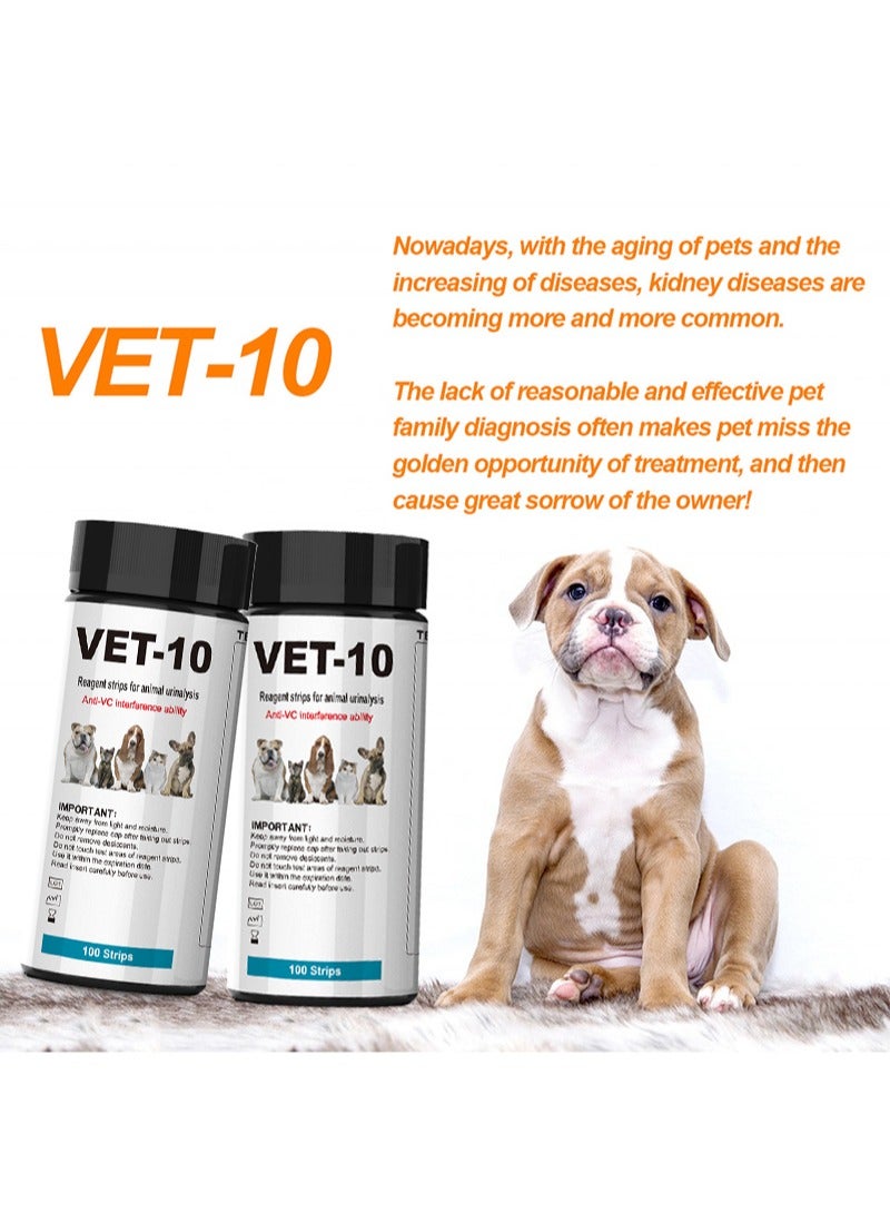 HaLunhi Dog, Cat, Pet Urine Test Strips 10 Parameters Urine Test Strips for Leukocytes, Nitrite, Urobilinogen, Protein, PH, Blood, Specific Gravity Ketone, Bilirubin and Glucose - 100 Strips Per Tub - Image 2