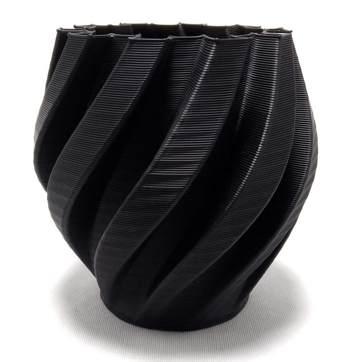 3D PRINTED FLOWER VASE 05 (BLACK PLA PLASTIC)