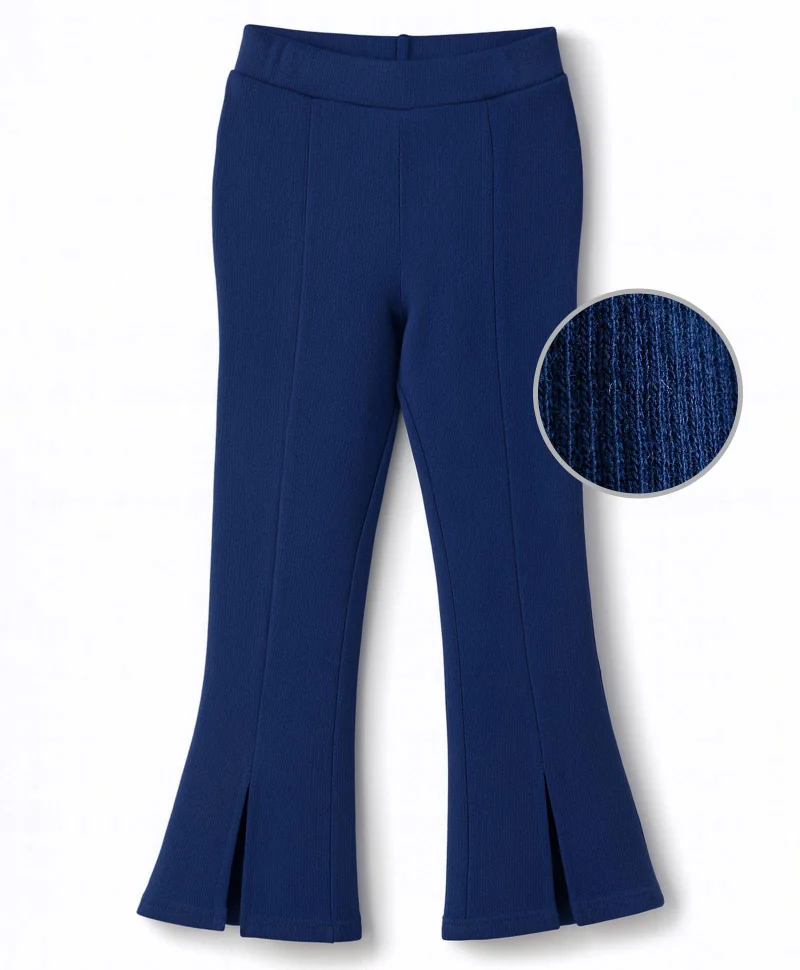 Pine Kids Pine Kids Cotton Lycra Knit Full Length Solid Bootcut Leggings - Navy Blue