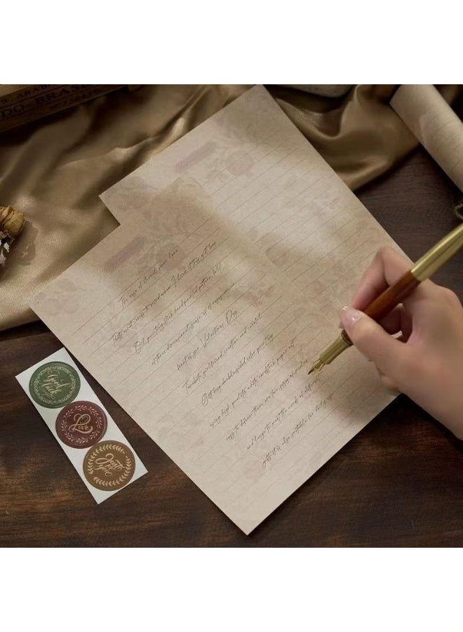 مجموعة أظرفة، تحتوي على 3 أظرفة، 6 أوراق خطابات، 3 ملصقات ختم، مجموعة أظرفة عاجية كلاسيكية للمراسلات الخطية، بطاقات الشكر، دعوات الزفاف - Image 4