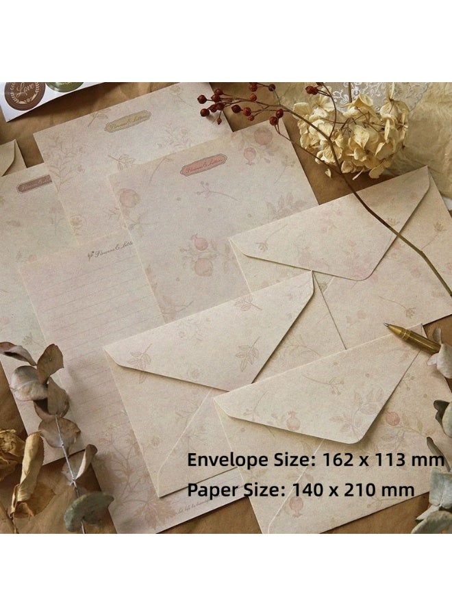 مجموعة أظرفة، تحتوي على 3 أظرفة، 6 أوراق خطابات، 3 ملصقات ختم، مجموعة أظرفة عاجية كلاسيكية للمراسلات الخطية، بطاقات الشكر، دعوات الزفاف - Image 5