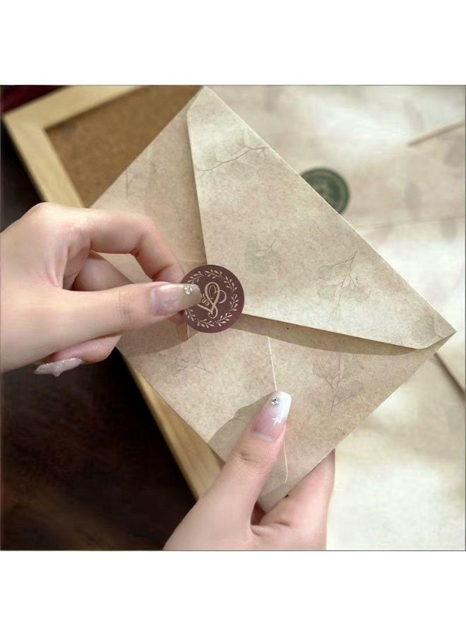 مجموعة أظرفة، تحتوي على 3 أظرفة، 6 أوراق خطابات، 3 ملصقات ختم، مجموعة أظرفة عاجية كلاسيكية للمراسلات الخطية، بطاقات الشكر، دعوات الزفاف - Image 2