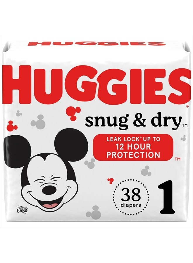 Huggies Size 1 Diapers, Snug & Dry Newborn Diapers, Size 1 (8-14 lbs), 38 Count - Image 1