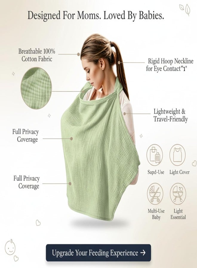 Kelexx Nursing Cover for Baby Breastfeeding – Breathable 100% Cotton Nursing Apron with Rigid Hoop, Privacy Cover, Lightweight Car Seat Canopy & Multi-Use Baby Essentials -Multi Color (Taupe/Khaki) - Image 4