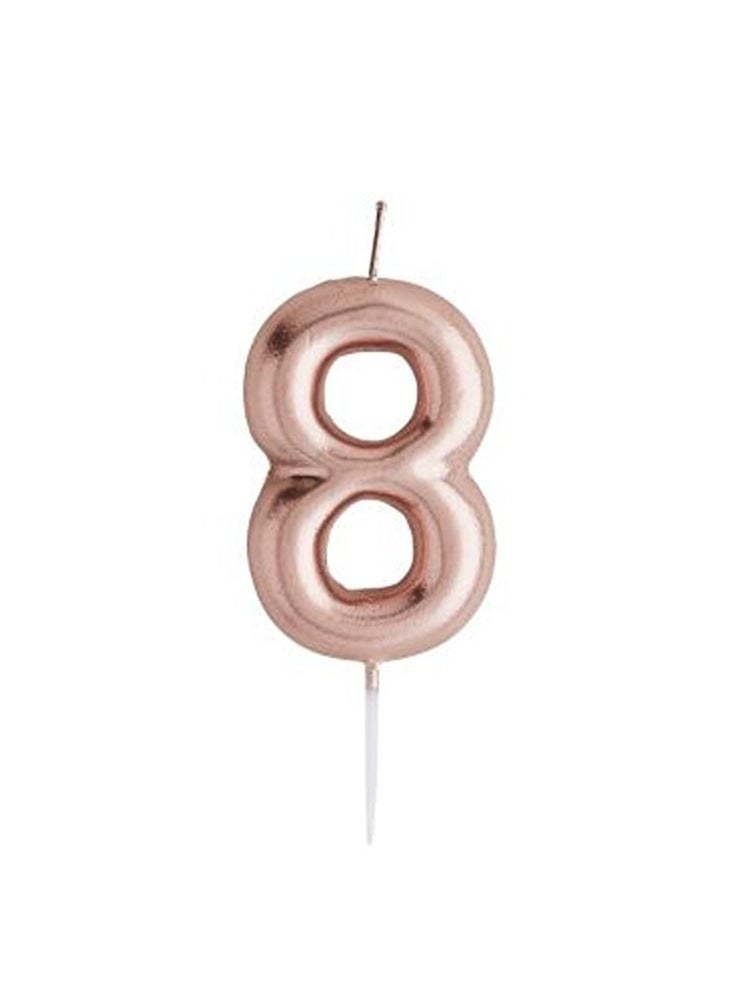 Hootyballoo - Rose Gold Number  '8' Candle - Image 1
