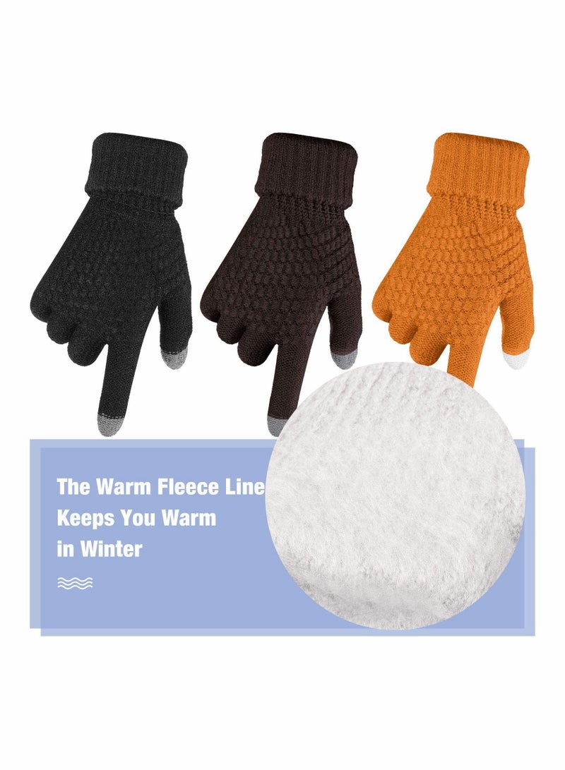 4 Pairs Women's Winter Touch Screen Gloves Warm Fleece Lined Knit Elastic Cuff Texting - Image 4