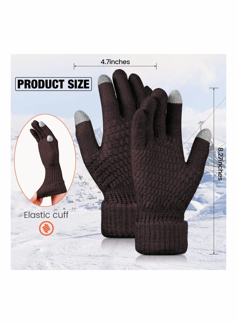 4 Pairs Women's Winter Touch Screen Gloves Warm Fleece Lined Knit Elastic Cuff Texting - Image 2