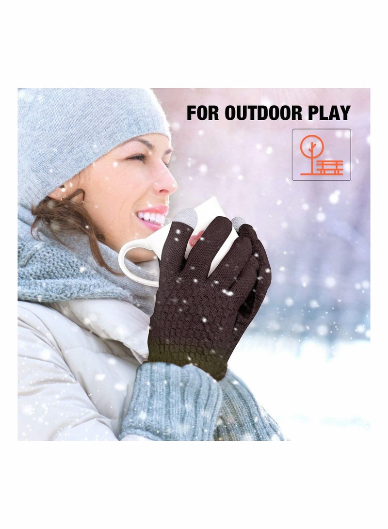 4 Pairs Women's Winter Touch Screen Gloves Warm Fleece Lined Knit Elastic Cuff Texting - Image 5