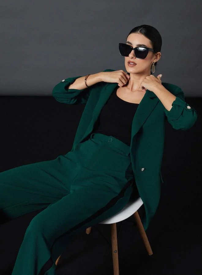 Sassafras  Forest Green Buttoned Blazer for Women | Best Price UAE